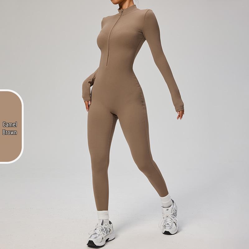 Manyi Zipper Nude Long Sleeve Yoga & Fitness Jumpsuit 8306