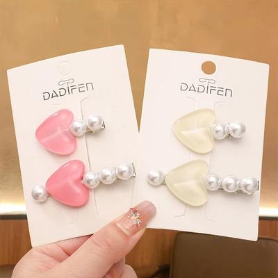New Sweet Pearl Love Heart Hairpin for Women Elegant Temperament Side Hair Clip Girls Gift Hair Accessories Headdresses