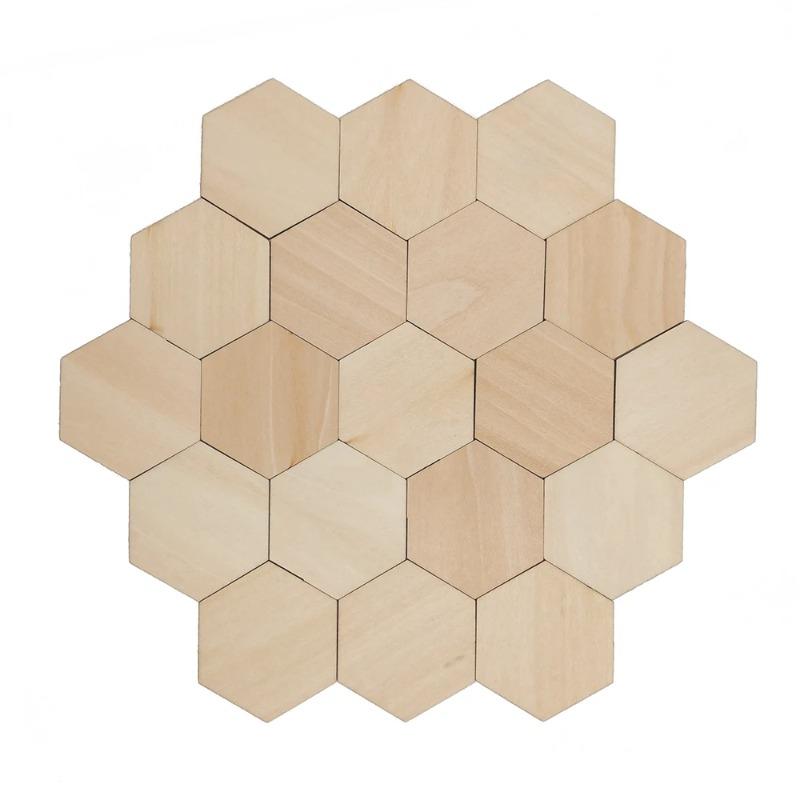 10-120mm Wooden Hexagon Blank Slices Unfinished Wood Discs Hanging Embellishments Art Crafts for DIY Crafting Wedding Christmas