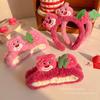 Strawberry Bear Plush Headband - Non-slip Cute Cartoon Hair Clip for Girls