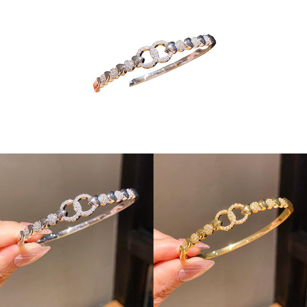 Light Luxury Zircon Gold Plated Bracelet For Women With Heart Shape Design