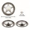 10pcs Screw Back Buttons Engraved Star Button Hollow Decorative Buttons Round Vintage Silvery  Casting Western  DIY Accessories
