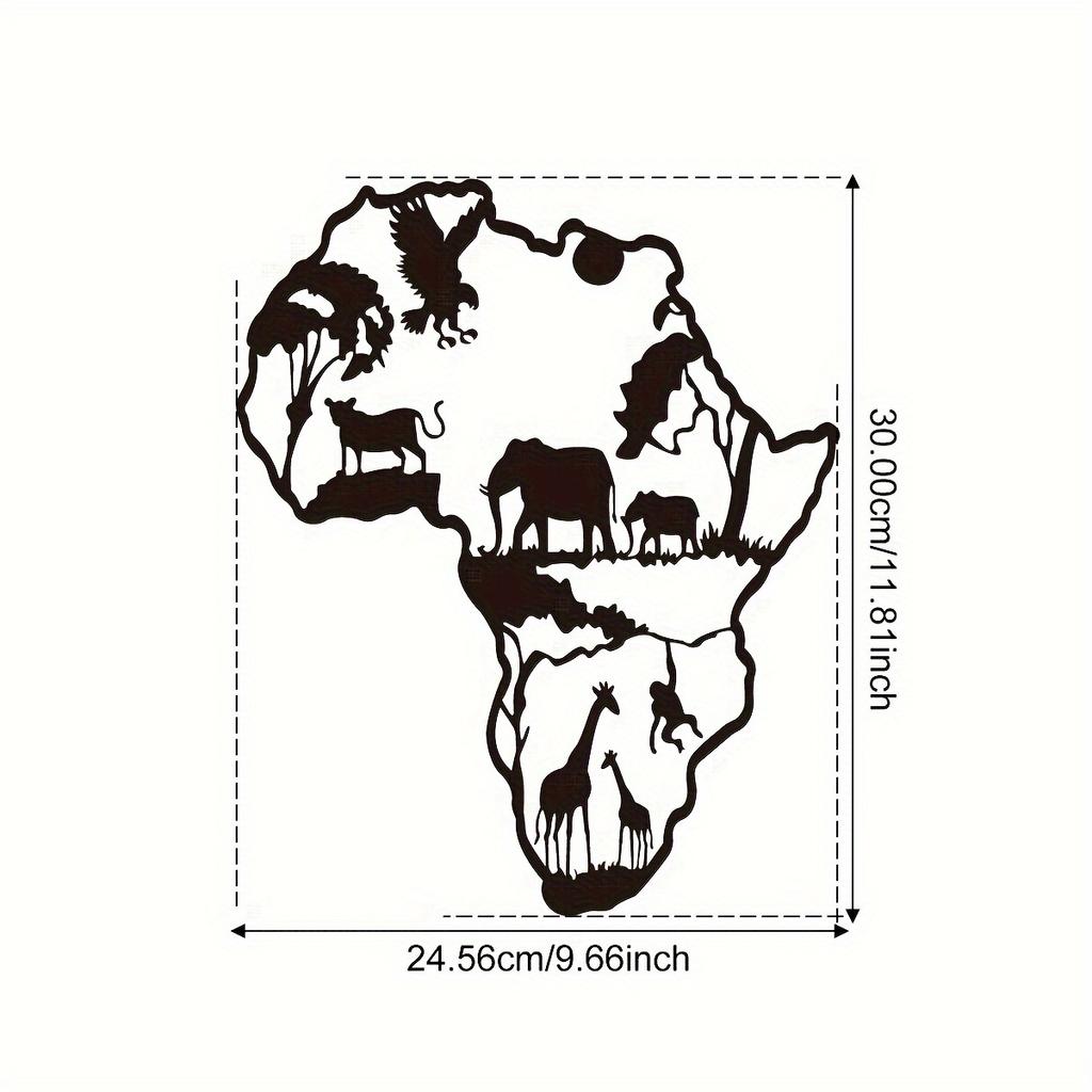 1 Stück Afrikanische Tierkarte Eisen Wandkunst Innen Außen Wohnzimmer Schlafzimmer Flur Dekoration 11,81x9,66 Zoll Geschenk Halloween Weihnachten Neujahr