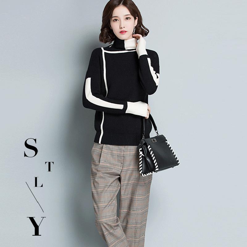 Damen Locker Verliert Keine Farbe Rollkragenpullover Strickpullover Herbst und Winter Kurzer Absatz Plus Samt Unterhemd