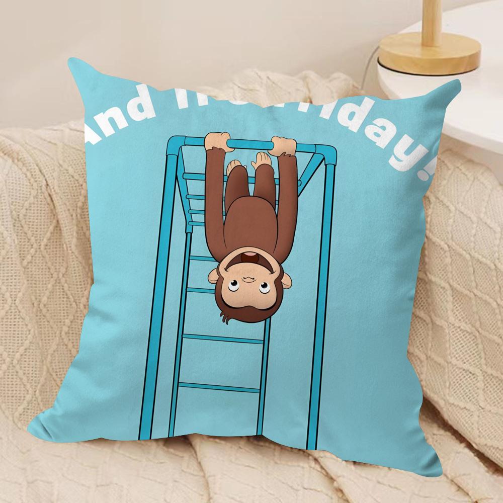 GeorgeThe Curious Monkey Cushion Cover Soft Plush Fabric DoubleSided Printed Sofa Cushion Cover for All Seasons Home Decor Gift