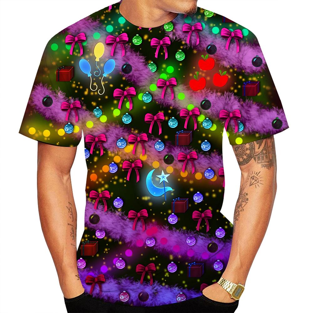 

Летняя модная и забавная мужская футболка с 3D-принтом «Рождественские огни» повседневная и удобная с короткими рукавами 6XL