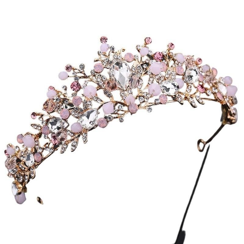 Bridal Crown High end Rhinestone European Style Gold Handmade Crown Tiara Hair Accessories Birthday Party Wedding Headband Jewelry