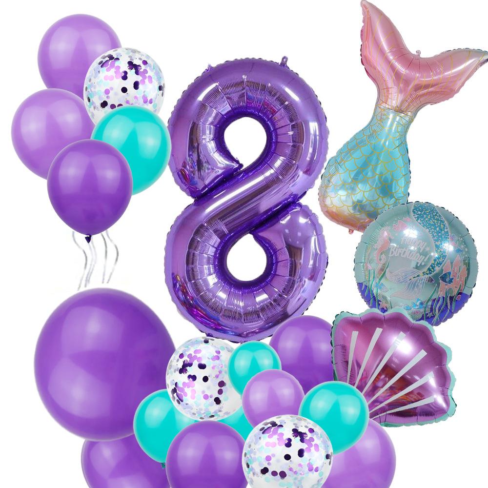 Masson Mermaid 40 Inch Purple Large Digital Aluminum Film Balloon Package Latex Balloon