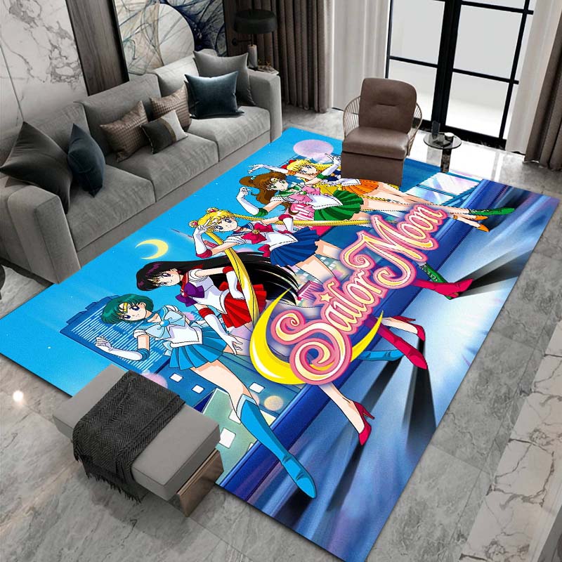 3D printed Sailor Moon pattern rug, large-area non-slip washable rug,, suitable for bedroom home décor.22