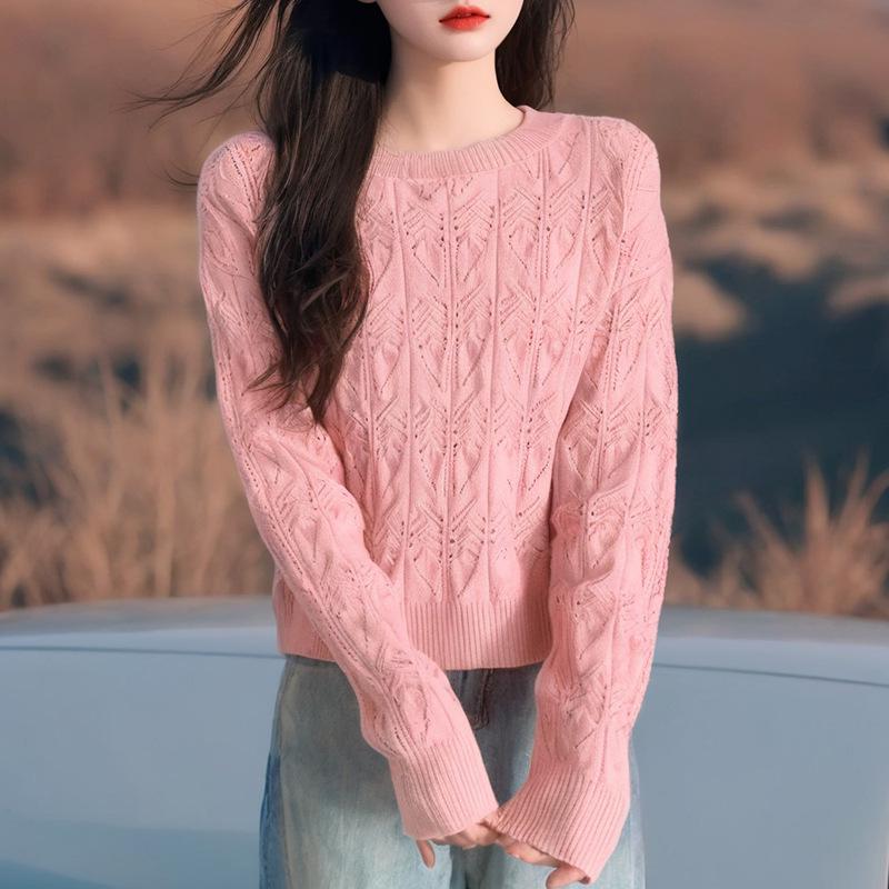 Korean-Style Chic Round Neck Knit Sweater - Women’s Autumn 2025 Collection
