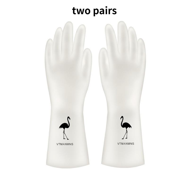 2 Pair Rubber Translucent Dishwashing Gloves Waterproof Kitchen Washing Clothes Washing Dish Plastic Cleaning Housework Gloves