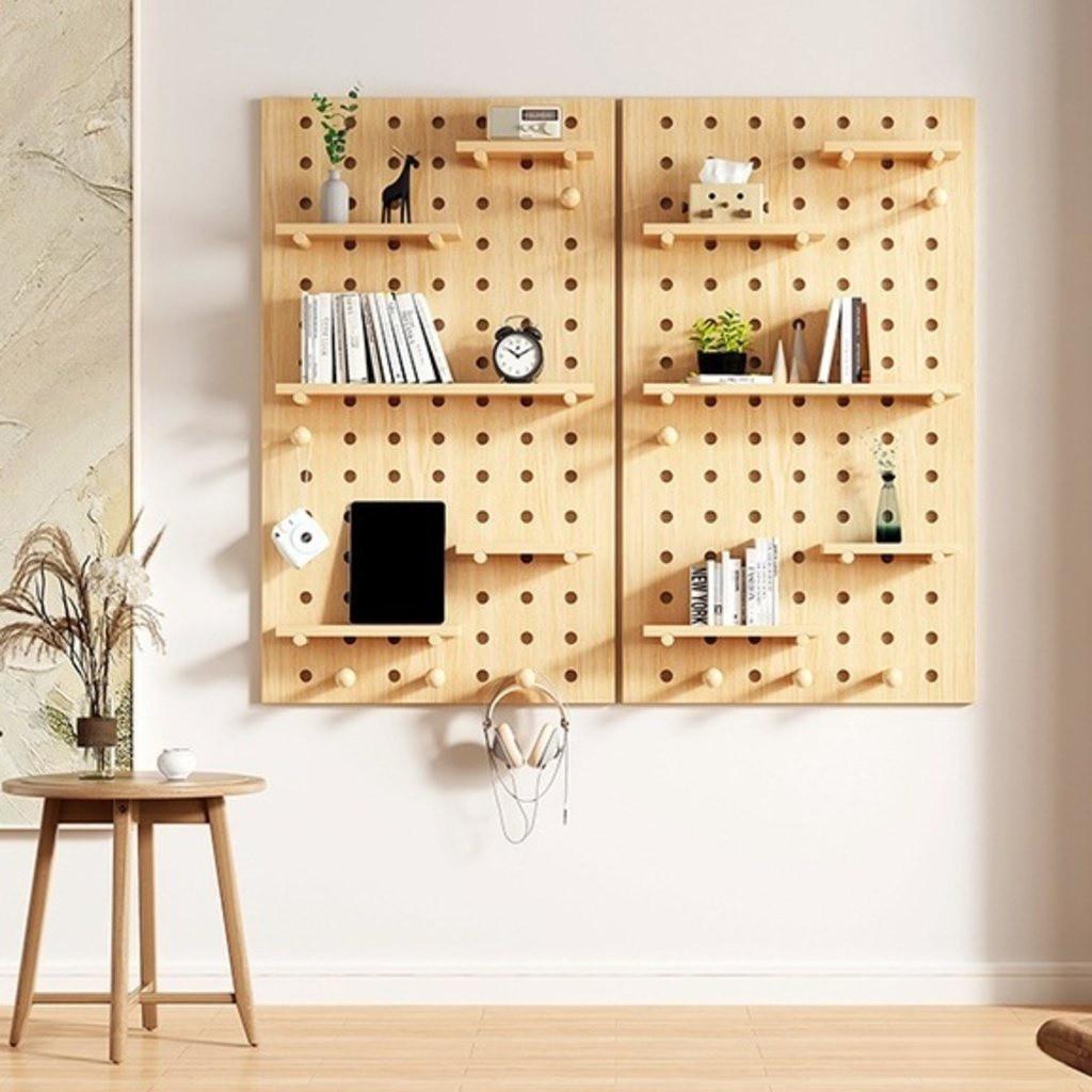 Solid Wood Hole Wooden Shelf Pegboard Accessories Wall Shelf Hole Board Household Decoration Display Stand