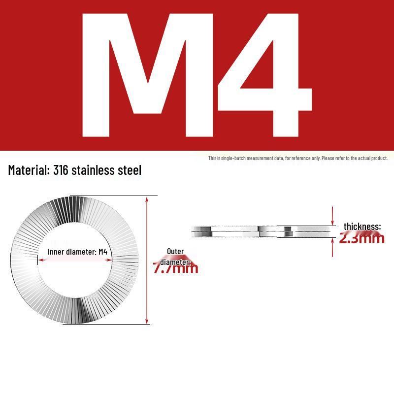 DIN25201 304 Stainless Steel Self-Locking Double Stack Washer, 65Mn Manganese Anti-Loosening, Double-Sided Tooth Layer.