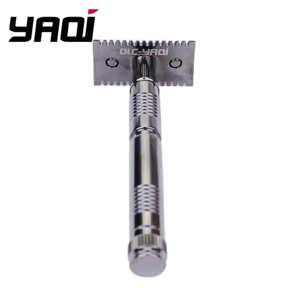 Yaqi Men's Gunmetal Double Edge Safety Razor Classic Shaving Tool for Smooth Facial Hair Removal