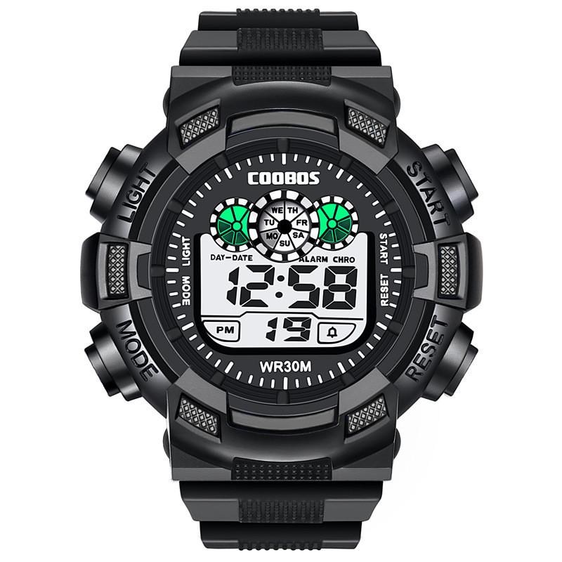 Cool Boss Outdoor Waterproof Led Luminous Digital Watch For Men With Stopwatch And Sports Timing