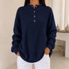 Women's Half-Button Stand Collar Sweatshirt Loose Fit Color Long Sleeve Top for Everyday Wear