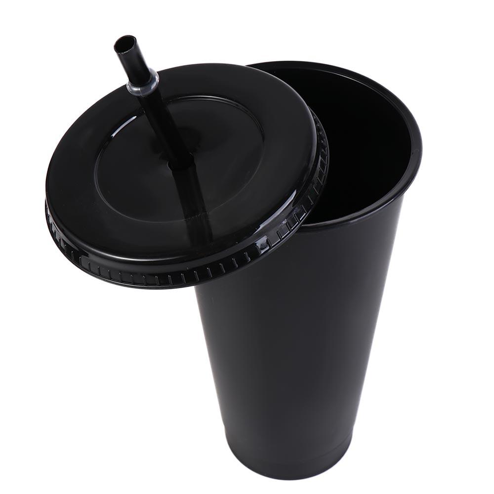 Food Grade PP Plastic Change Color Straw Mugs with Straw Drinks Cup Drinkware Water Cup Coffee