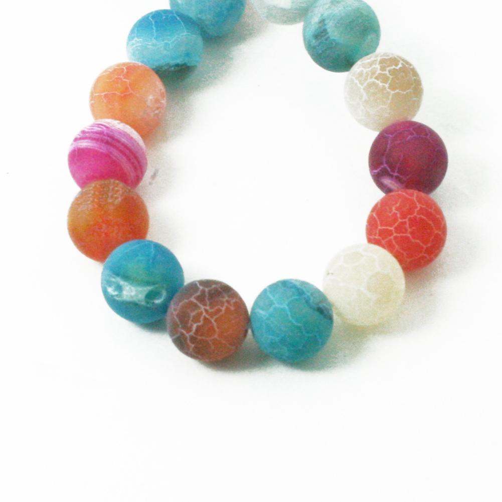 Natural Stone Frost Crab Colorful Carnelian Round Loose Beads 6 8 10 12 14MM For Jewelry Making