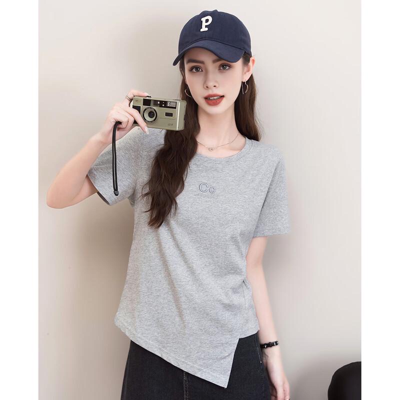 ET BOITE Women s Slim-Fit Pleated Irregular Hem T-Shirt S