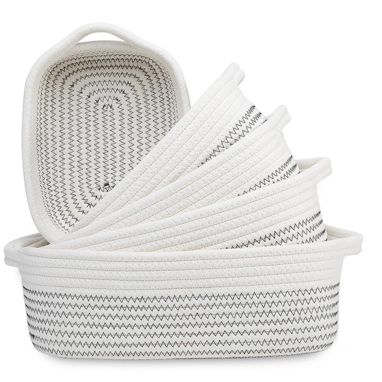 Cotton Rope Woven Storage Basket Set Nesting Home Organizer Baskets for Household Storage and Decluttering with Durable Construction One Size чёрный
