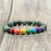 Klassische LGBT-Armbänder für Männer und Frauen Natürlicher Vulkangestein Onyx Stein Armband Tigerauge Perlenarmband Regenbogen Freundschaft Armband
