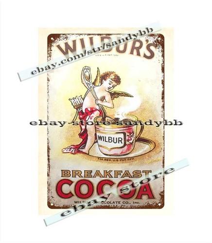 

Wilburs Breakfast Cocoa metal tin sign garage collective poster shelvesAluminum 20x30cm（7.8x11.8inch）
