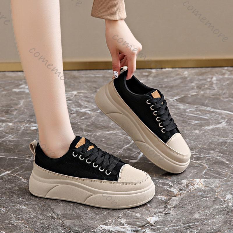 Fashion Comemore 2025 Spring New Thick Bottom Sneakers for Women Casual Flat Heightening Mixed Color Fashion Leisure Sport Women's Shoes