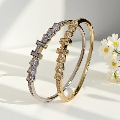 18k Real Gold Electroplated Zirconium Bracelet European and American Simple Fashion Buckle Bracelet Light Luxury High-end Hand Jewelry 2026