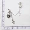 1pc Vintage Punk Gothic Cross Chain Black Heart Earrings for Women Hip Hop Personalized Party Zircon Gift