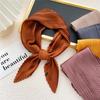 Women Square Scarf Plain Color Wavy Edge Pleated Neck Wear Temperament Thin Silky Crinkled Scarf for Office