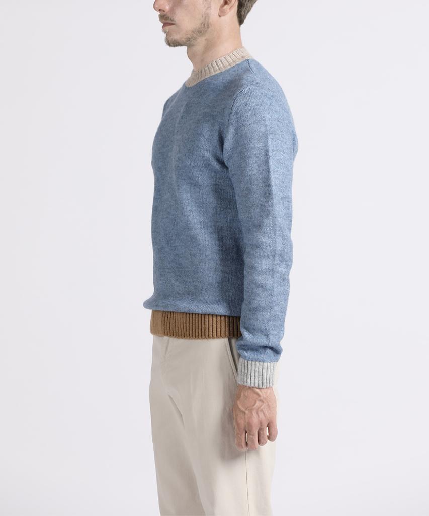 PANICALE Blue Color-Block Crewneck Knit