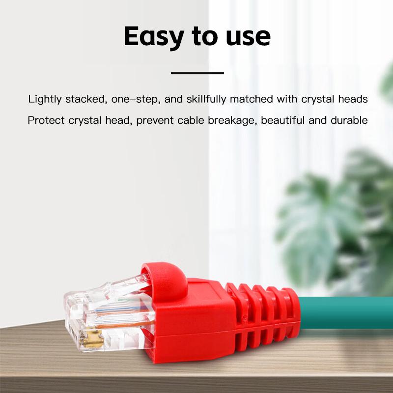 Colorful CAT5E CAT6 RJ45 Ethernet Network Connector Plug Cover Strain Relief Boots Crystal Head Protective Cable Sleeve For 8P8C