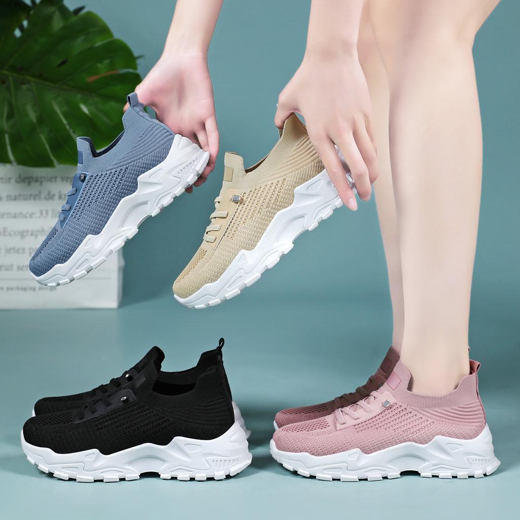 Women Shoes Versatile Spring Mesh Breathable Casual Shoes Plus Size Women Single Shoes Thick Sole Sneakers Comfortable Lightweight Sneakers
