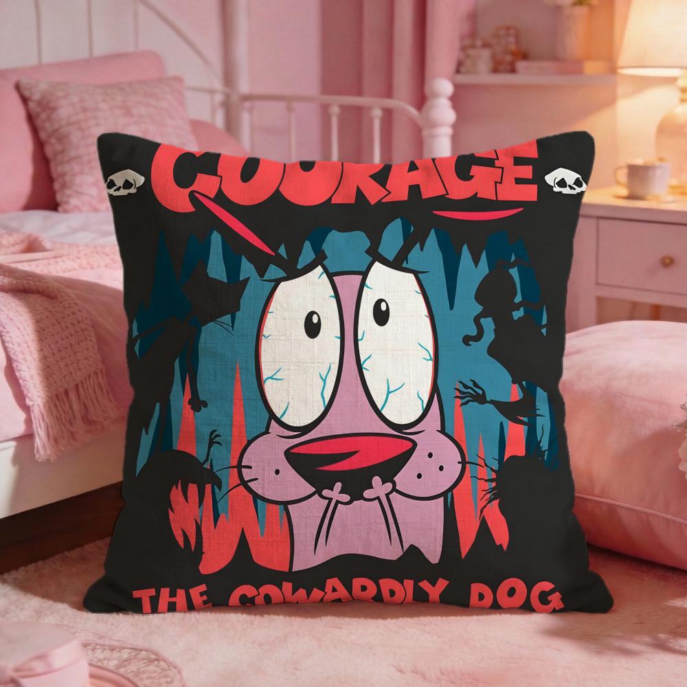 CCourage The Cowardlys DDogs Cushion Cover Premium Comfort Reversible Pillow CoveTwo In One Design For Any Room  Car Interior