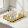 Filigree Tray Hollow Out Design Ornate Glass Double Handle House Decoration for Dressing Table,
