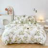 Floral Plants Duvet Cover Set 100% Cotton 3Pcs Blue Quilt Cover with 2 Pillowcases Skin-friendly Soft Bedding Set for All Season
