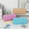 Large Capacity Pen Bag Organizer Simple Solid Color Quilted Pencil Case Cosmetic Bag Stationery Storage Pouch School Supplies