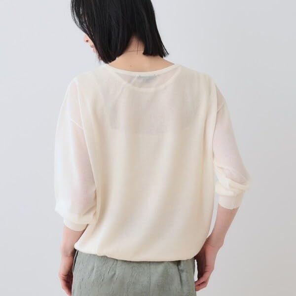 INDIVI Washable Sheer Layered Knit Light Gray Size 38 Lamé Sweater, 12712470, Women's, (011), (M)