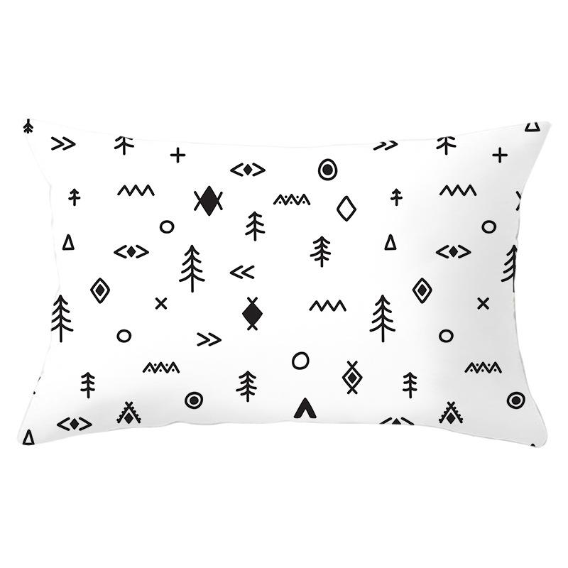 Home Geometric Peach Skin Waist Pillow Case Nordic Style Sofa Printed Pillow Case Office Lumbar Pillow