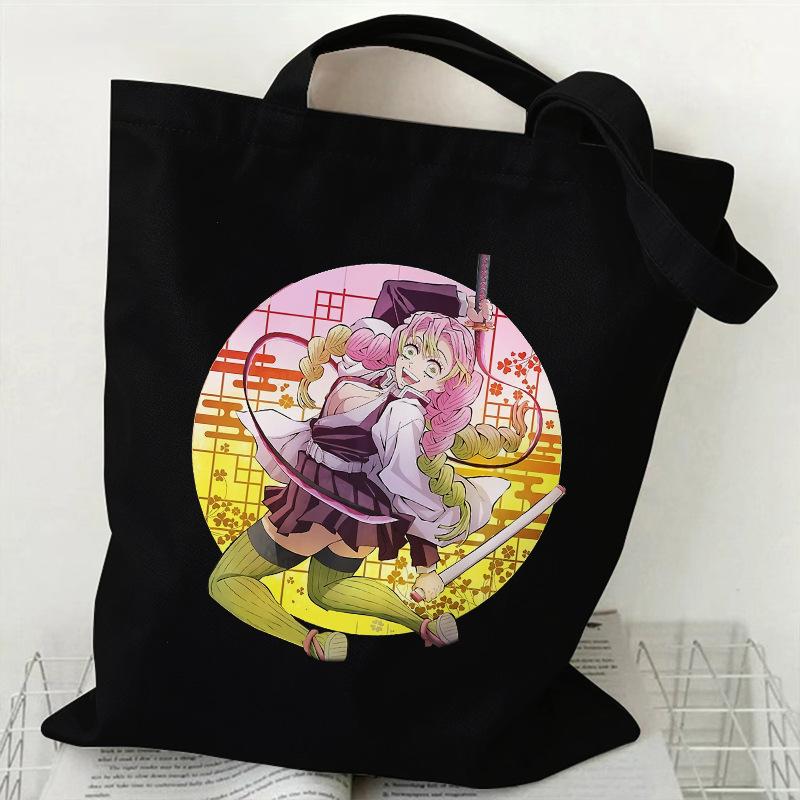 Japan Kanroji Mitsuri Demon Slayer Cartoon Printed Canvas Bag, Student Shoulder Bag/tote Bag for Class 7548