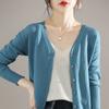 Chic Casual V-Neck Cardigan - Comfortable Micro-Elastic Knitwear, Versatile Solid Color with Button-Up Design for Spring/Fall Women's Fashion