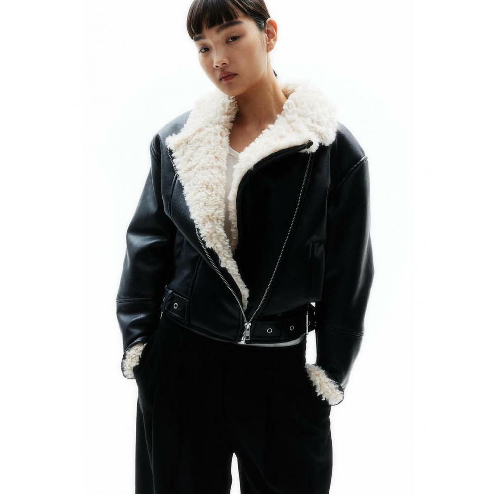 

H&M Куртка на подкладке Teddy Черная 1180505001