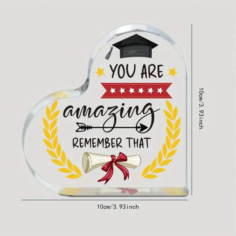 1pc Graduation Keepsake Ornament Heart/Star Shaped Acrylic Graduation Plaque Memorable Graduation Gift