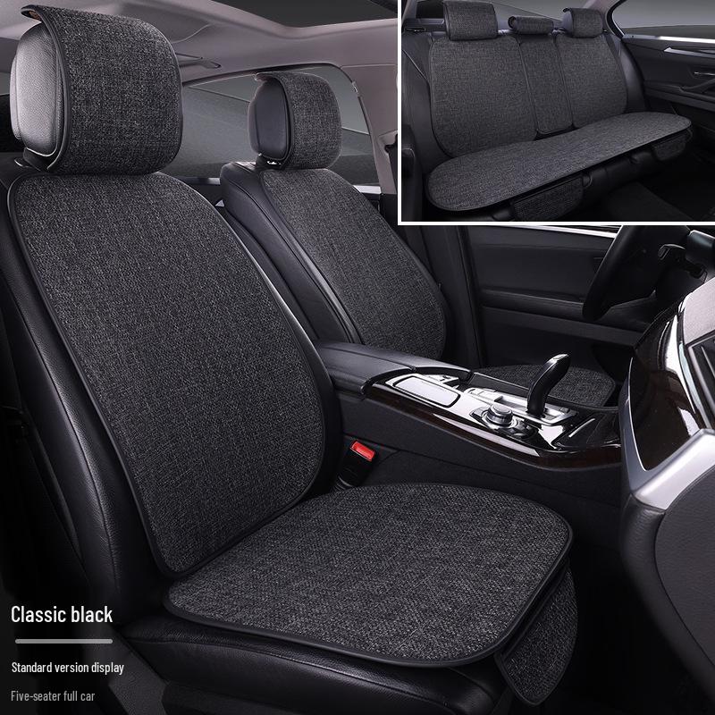 Comprehensive All-Season Linen Seat Cushion Set for Five-Seater Cars