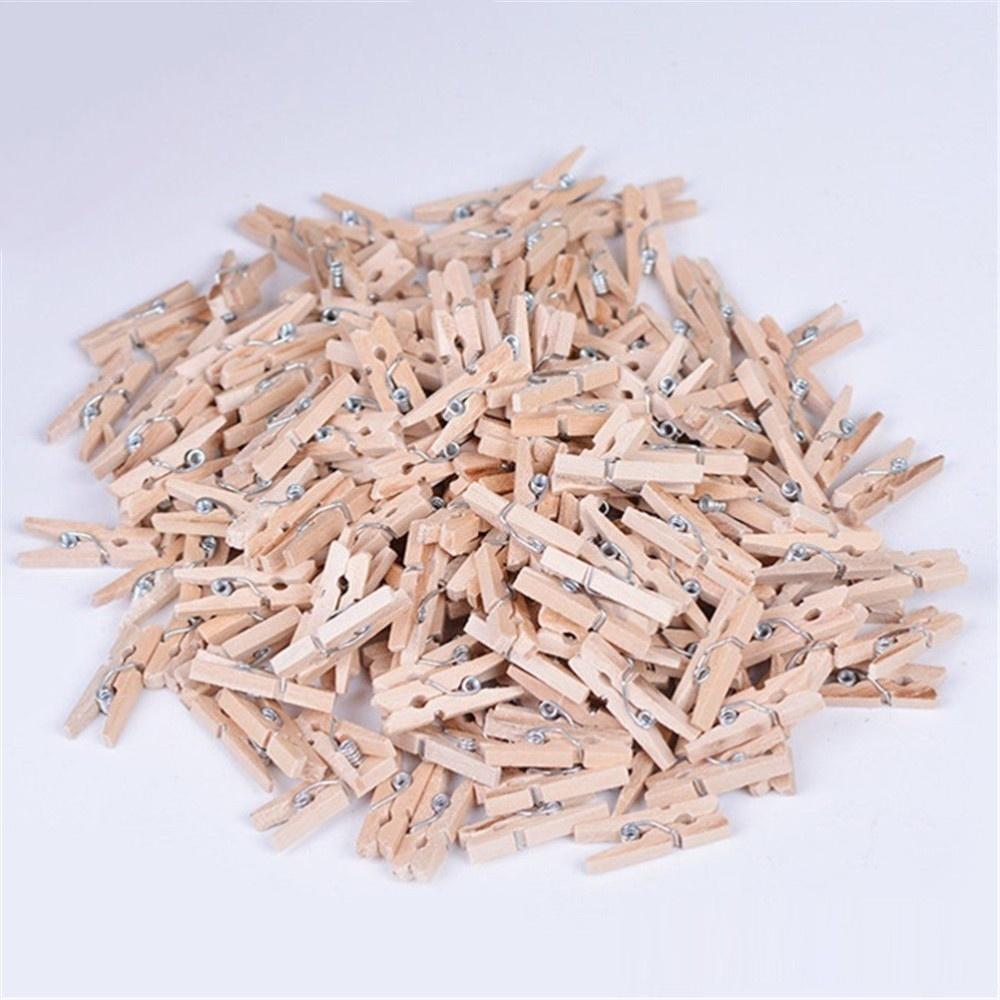 100pcs Mini Wooden Clothes Photo Paper Peg Clothespin Laundry Hangers Wedding Party Natural Clip Home Decoration