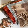 New Digital Printing Imitation Cashmere Scarf Women's Leaves Orange Tassel Warm Extended Coffee Shawl