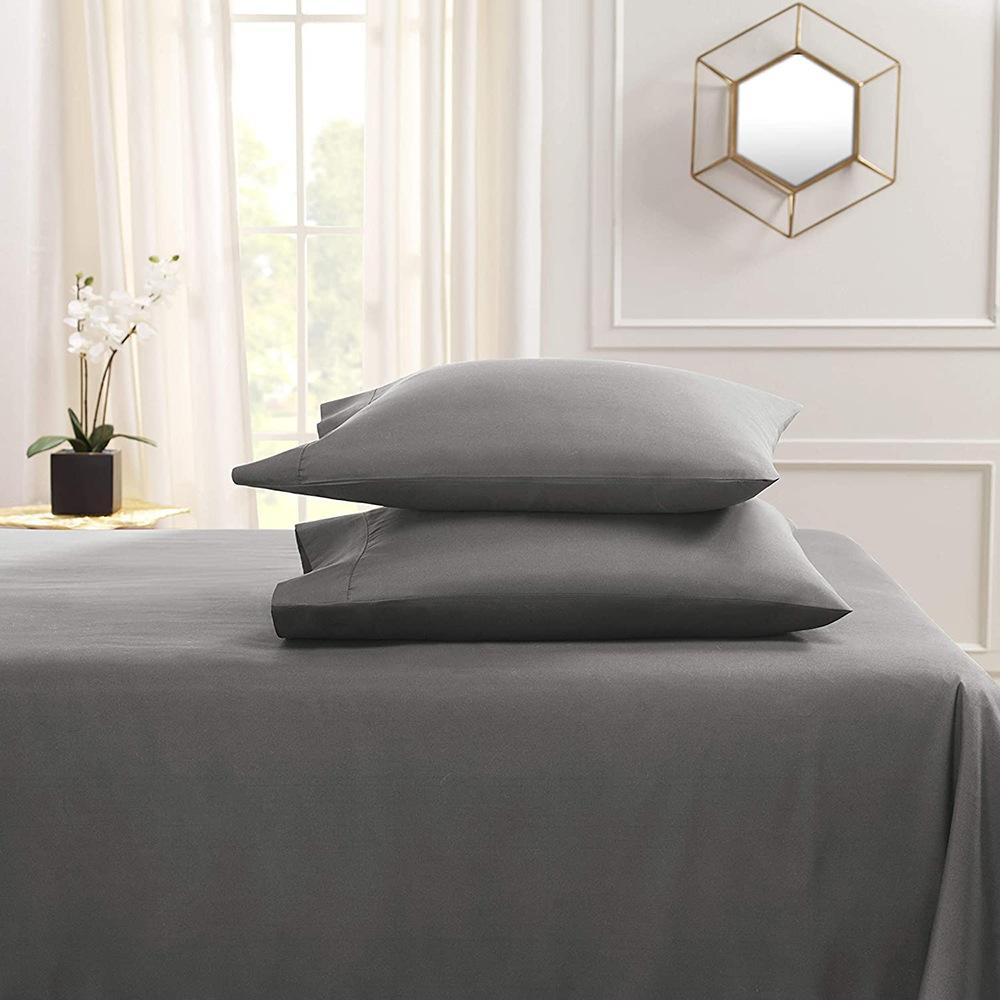 3/4 PC Bed Sheet Set Solid Color Mattress Protector Soft and Comfortable Bedding Bed Sheet Non-Slip Deep Pocket Fitted Sheet Set