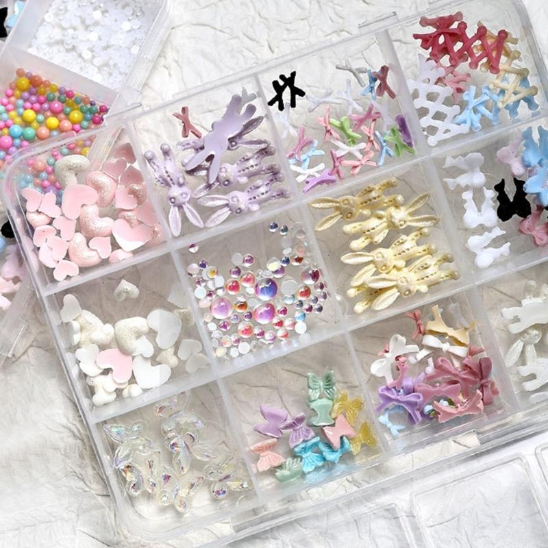 Colorful Nail Accessories Resin Nail Rhinestones for Manicure DIY Crafts Jewelry Bows Butterfly Heart Nail Art Charms