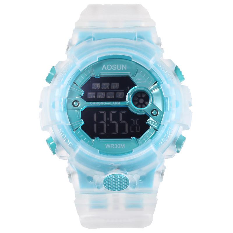 UTHAI CE35 Children Sport Watch for Girls Boys Teens Kid Digital Electronic Clocks Wristwatch Transparent Jelly Waterproof Swim