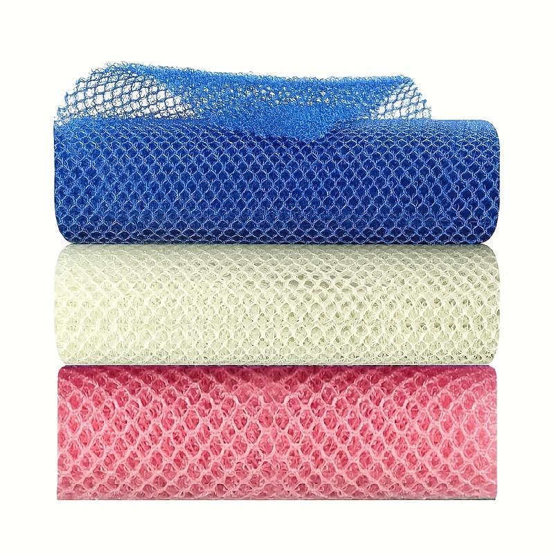 3pcs, African Net Long Shower Sponge,Body Exfoliation, Body Scrubbing, Back Scrubbing, Smooth Light Beige Stretching Up To 66 Inches